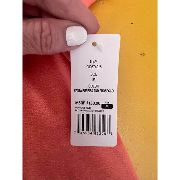 Wildfox Pink Pasta Puppies and Prosecco Pajama Nightgown Dress Size Medium NWT - Picture 6 of 8